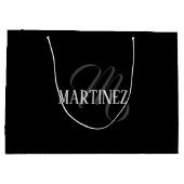 黒エレガントパーソナライズされた姓 |名前 ラージペーパーバッグ (裏面)