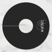 黒エレガントパーソナライズされた姓 |名前 ワイングラスタグ (裏面)