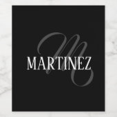 黒エレガントパーソナライズされた姓 |名前 ワインラベル (シングルラベル)