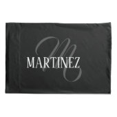 黒エレガントパーソナライズされた姓 |名前 枕カバー (裏面)
