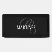 黒エレガントパーソナライズされた姓 |名前 横断幕 (横)