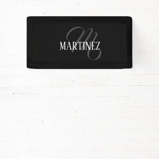 黒エレガントパーソナライズされた姓 |名前 横断幕 (インサイチュ)
