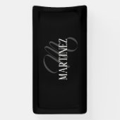 黒エレガントパーソナライズされた姓 |名前 横断幕 (縦)