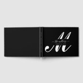 黒エレガントパーソナライズされた文字モノグラム結婚ズ ゲストブック (全面)