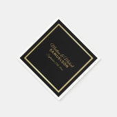 黒エレガントパーソナライズされた金ゴールドフレ結婚ーム スタンダードカクテルナプキン (角)