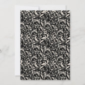 黒エレガントビクトリアン白フローラ結婚 招待状 (裏面)