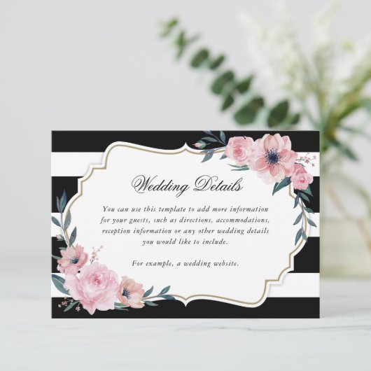 黒エレガントピストライプのンクフローラ結婚詳細 エンクロージャーカード (スタンド正面)