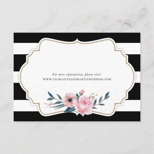 黒エレガントピストライプのンクフローラ結婚詳細 エンクロージャーカード (裏面)