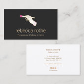 黒エレガントピンクのメイクアップブラシメイクアップアーティスト 名刺 (正面/裏面)