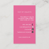 黒エレガントピンクグリッターヘア 名刺 (裏面)