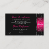 黒エレガントピンクスパークル華美ジュエリーモノグラム 名刺 (裏面)