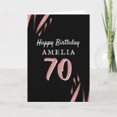 黒エレガントピンク水彩70ハッピーバースデー カード (正面)
