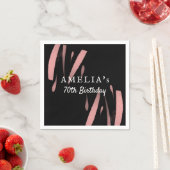 黒エレガントピンク水彩70ハッピーバースデー スタンダードカクテルナプキン (インサイチュ)