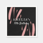 黒エレガントピンク水彩70ハッピーバースデー スタンダードカクテルナプキン (正面)