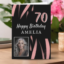 黒エレガントピンク水彩70誕生日写真