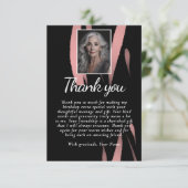 黒エレガントピンク水彩70誕生日写真 サンキューカード (スタンド正面)