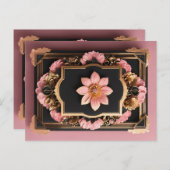 黒エレガントピンク3Dフラワーデザイングリーティングカード ポストカード (正面/裏面)