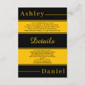 黒エレガントファンシーと金ゴールドストライプシック結婚ズ エンクロージャーカード (正面)