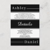 黒エレガントファンシー白ストライプシッ結婚ツ エンクロージャーカード (正面)