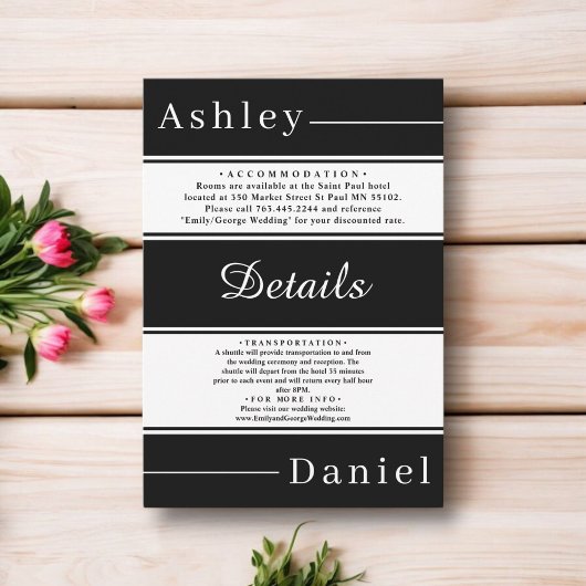 黒エレガントファンシー白ストライプシッ結婚ツ エンクロージャーカード