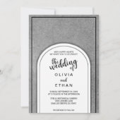 黒エレガントファンシー白結婚式招待状 招待状 (正面)