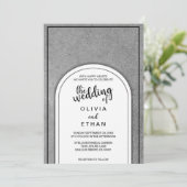 黒エレガントファンシー白結婚式招待状 招待状 (スタンド正面)