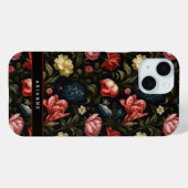 黒エレガントファンタジーフローラパーソナライズされた Case-Mate iPhoneケース (裏面 (横))