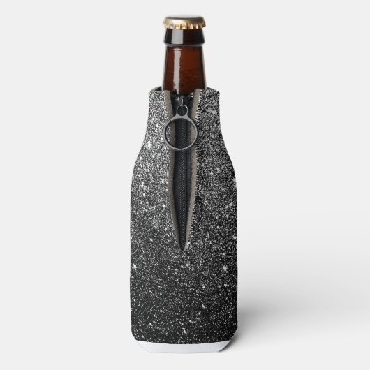 黒エレガントフェイクグリッター ボトルクーラー (ボトル裏面)