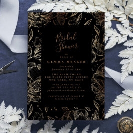 黒エレガントフェイク金ゴールドフローラブライダルシャワー