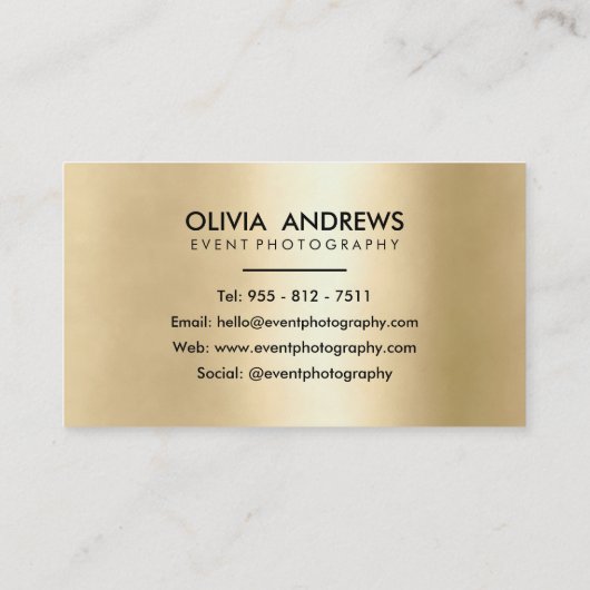 黒エレガントフェイク金ゴールド素朴モダン材 名刺 (裏面)