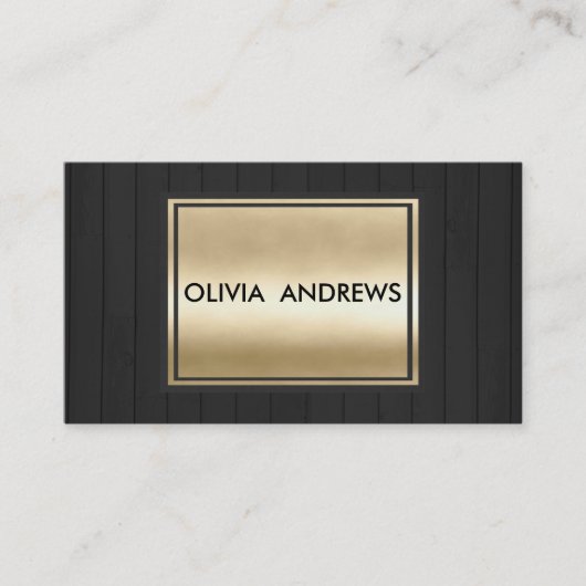 黒エレガントフェイク金ゴールド素朴モダン材 名刺 (正面)