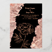 黒エレガントフォーマルタイバラ結婚金ゴールド 箔招待状 (正面)