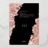 黒エレガントフォーマルタイバラ結婚金ゴールド 箔招待状 (裏面)