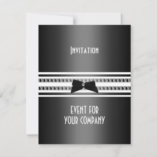 黒エレガントフォーマルタイ銀グレーディナー2 招待状 (裏面)