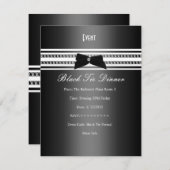 黒エレガントフォーマルタイ銀グレーディナー2 招待状 (正面/裏面)