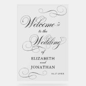 黒エレガントフォーマル字の結婚歓迎 アクリルサイン (正面)