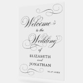 黒エレガントフォーマル字の結婚歓迎 アクリルサイン (傾斜)