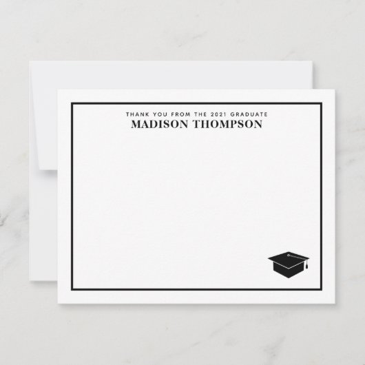 黒エレガントフォーマル字目盛り目盛りキャップ ノートカード (正面)