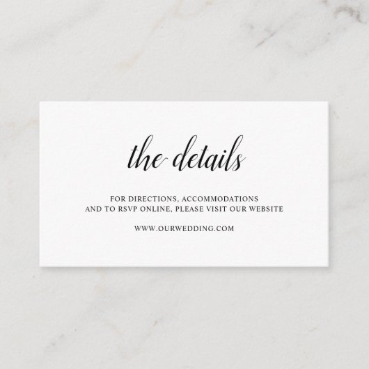 黒エレガントフォーマル白シンプル結婚 エンクロージャーカード (正面)