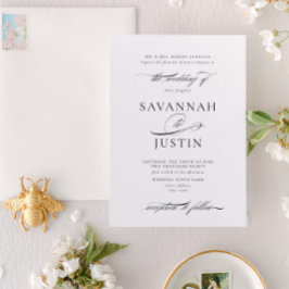 黒エレガントフォーマル白結婚の 招待状