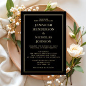 黒エレガントフォーマル結婚金ゴールド 箔招待状