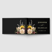 黒エレガントフローラひま結婚わり金ゴールド ゲストブック (全面)