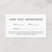 黒エレガントフローラアポイントメントリマインダーカード 名刺 (裏面)