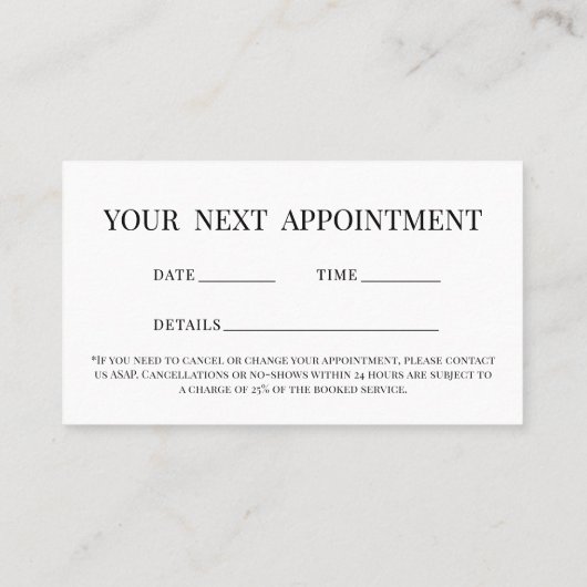 黒エレガントフローラアポイントメントリマインダーカード 名刺 (裏面)