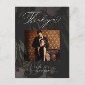 黒エレガントフローラオーバーレ結婚イ感謝していト ポストカード (正面)