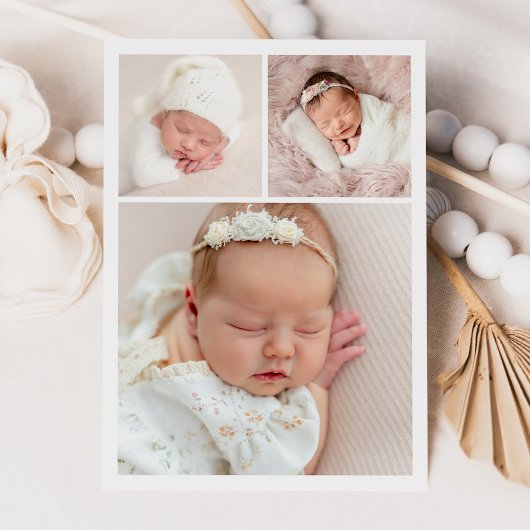 黒エレガントフローラクレストモノグラム4フォト誕生 案内状