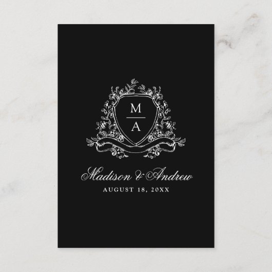 黒エレガントフローラクレスト結婚の詳細 エンクロージャーカード (裏面)