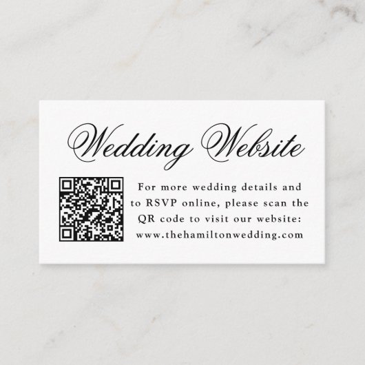 黒エレガントフローラクレスト結婚のWebサイトQRコード エンクロージャーカード (正面)