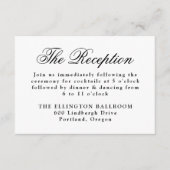 黒エレガントフローラクレスト結婚式レセプション エンクロージャーカード (正面)