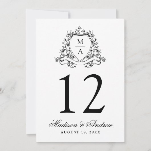 黒エレガントフローラク結婚レの表番号 招待状 (裏面)